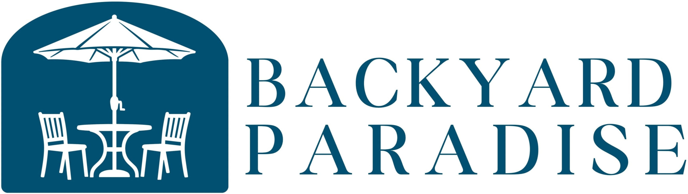 Official Backyard Paradise umbrella and patio wordmark