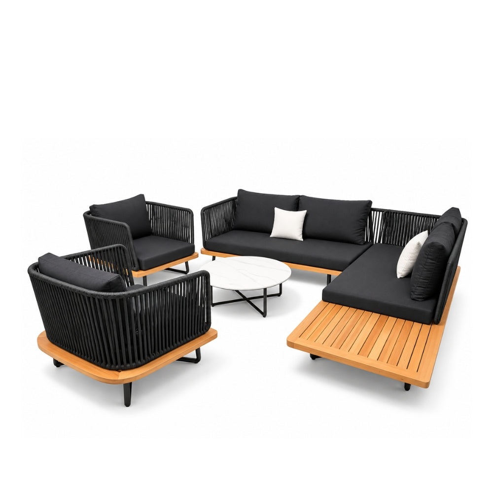 Teak and black rope sectional from the official store