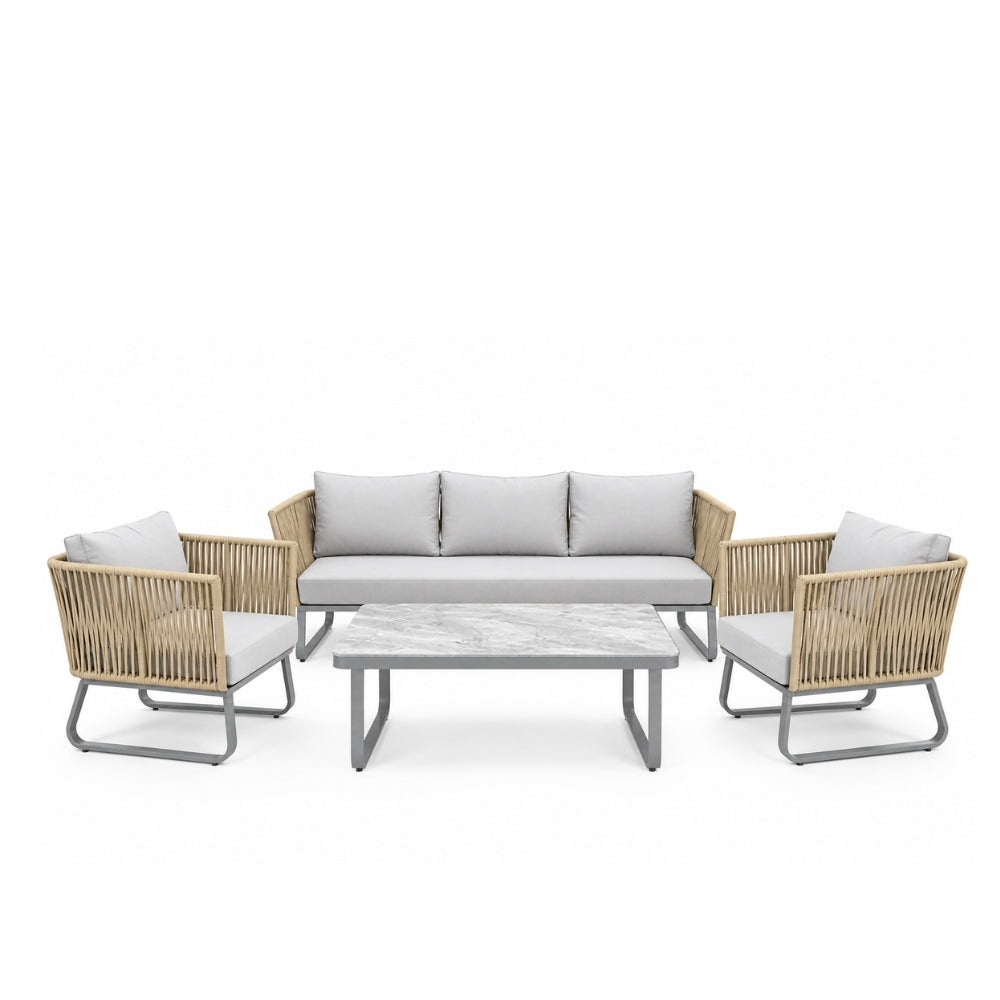 Beige aluminum and rope lounge set from the official store
